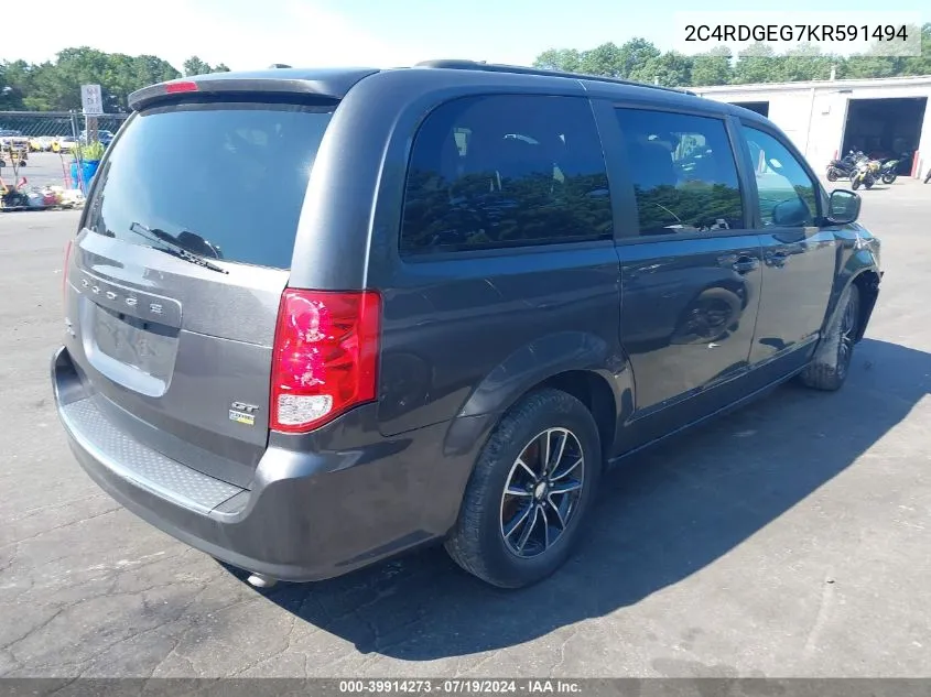 2019 Dodge Grand Caravan Gt VIN: 2C4RDGEG7KR591494 Lot: 39914273