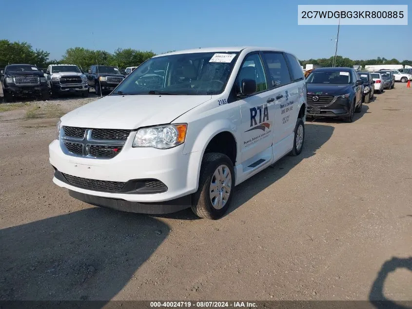 2019 Dodge Grand Caravan Se VIN: 2C7WDGBG3KR800885 Lot: 40024719