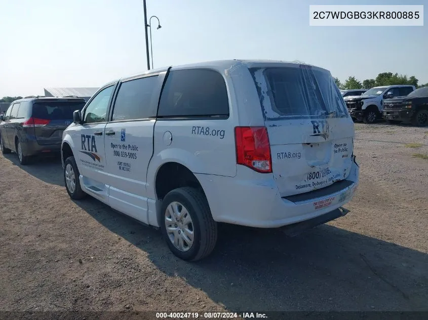 2019 Dodge Grand Caravan Se VIN: 2C7WDGBG3KR800885 Lot: 40024719