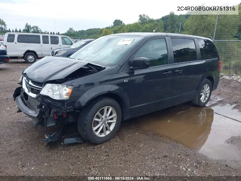 2019 Dodge Grand Caravan Se 35Th Anniversary Edition VIN: 2C4RDGBG0KR751316 Lot: 40111665