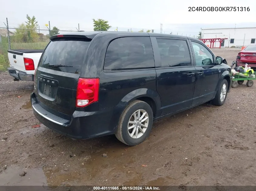 2C4RDGBG0KR751316 2019 Dodge Grand Caravan Se 35Th Anniversary Edition