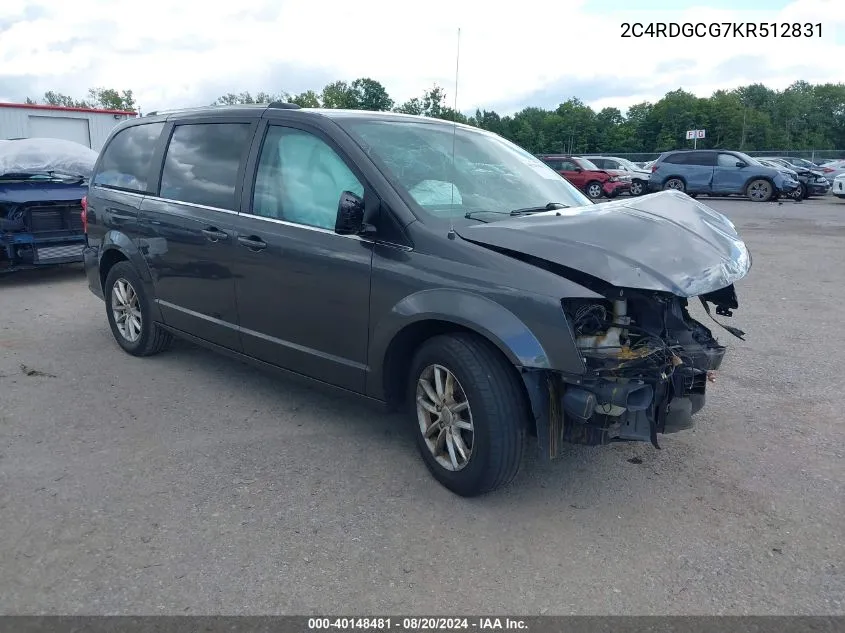 2019 Dodge Grand Caravan Sxt VIN: 2C4RDGCG7KR512831 Lot: 40148481