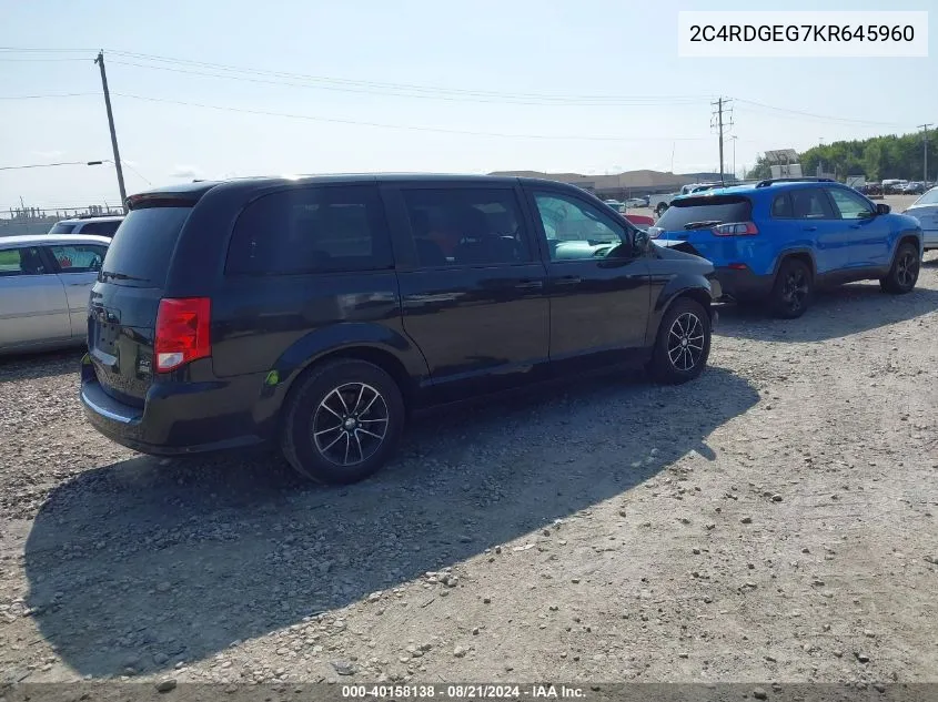 2C4RDGEG7KR645960 2019 Dodge Grand Caravan Gt