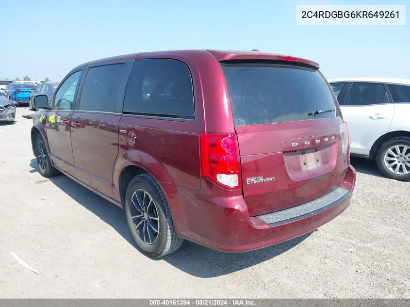 2019 Dodge Grand Caravan Se Plus VIN: 2C4RDGBG6KR649261 Lot: 40161394