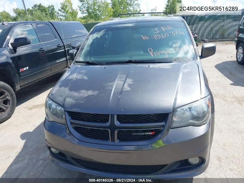 2019 Dodge Grand Caravan Gt VIN: 2C4RDGEG5KR516289 Lot: 40165326