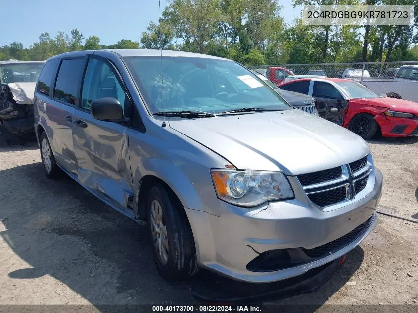 2019 Dodge Grand Caravan Se VIN: 2C4RDGBG9KR781723 Lot: 40173700