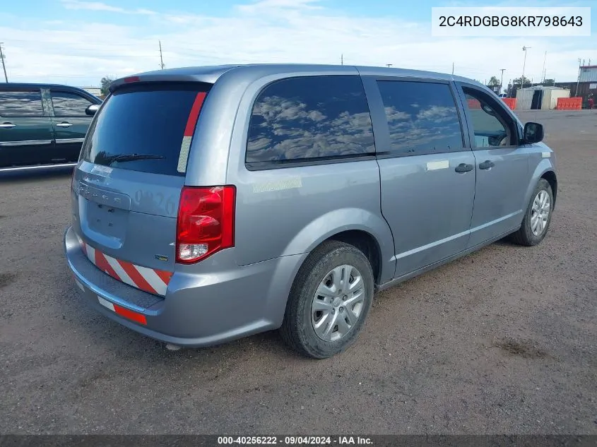 2019 Dodge Grand Caravan Se VIN: 2C4RDGBG8KR798643 Lot: 40256222