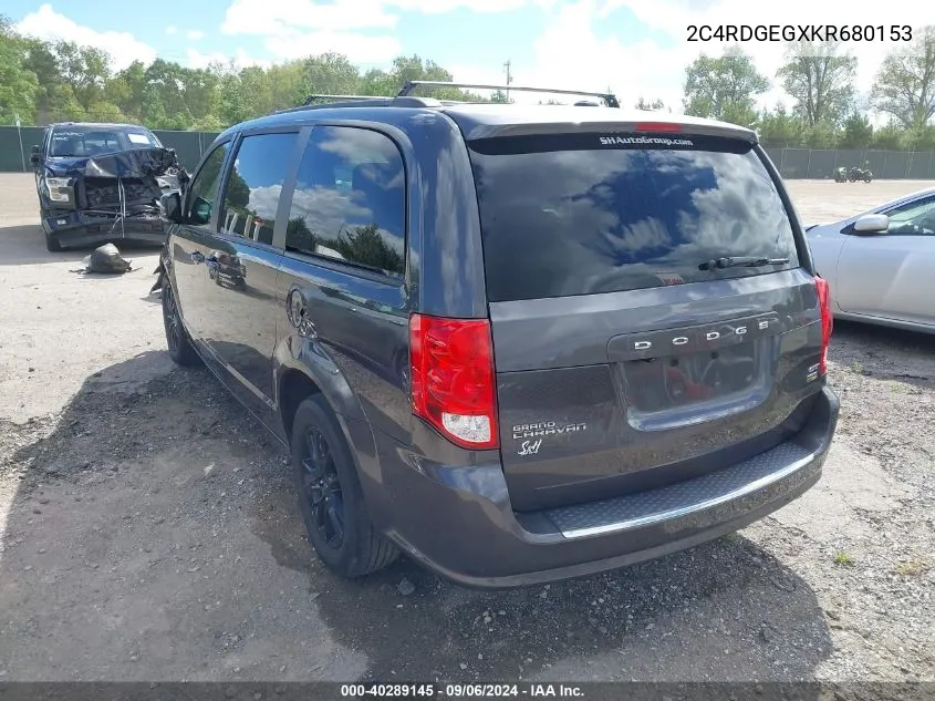 2019 Dodge Grand Caravan Gt VIN: 2C4RDGEGXKR680153 Lot: 40289145