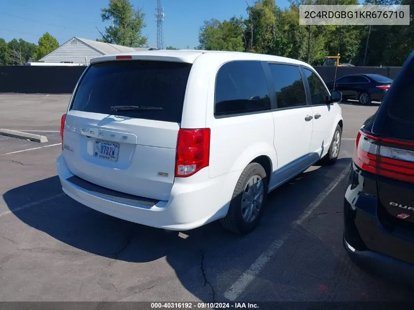 2019 Dodge Grand Caravan Se VIN: 2C4RDGBG1KR676710 Lot: 40316192