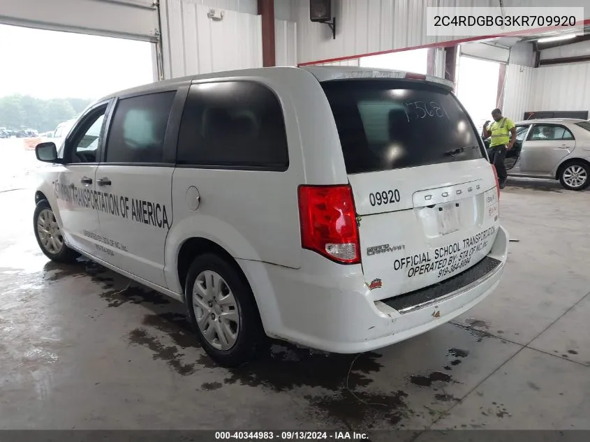 2019 Dodge Grand Caravan Se VIN: 2C4RDGBG3KR709920 Lot: 40344983