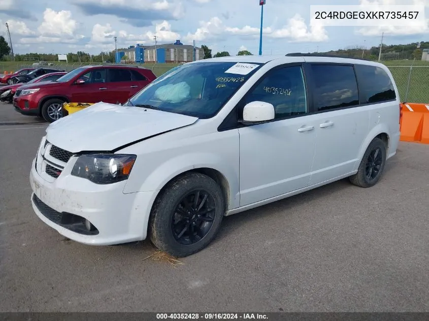 2019 Dodge Grand Caravan Gt VIN: 2C4RDGEGXKR735457 Lot: 40352428