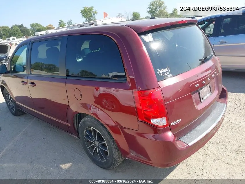 2019 Dodge Grand Caravan Gt VIN: 2C4RDGEG9KR535394 Lot: 40365094