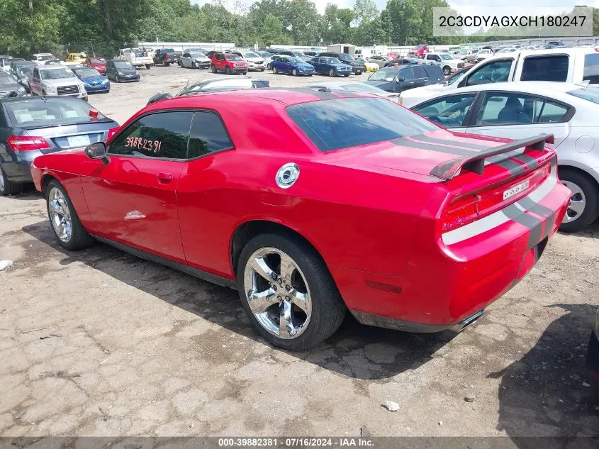 2C3CDYAGXCH180247 2012 Dodge Challenger Sxt