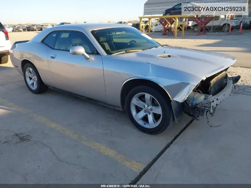 2C3CDYAGXCH259238 2012 Dodge Challenger Sxt