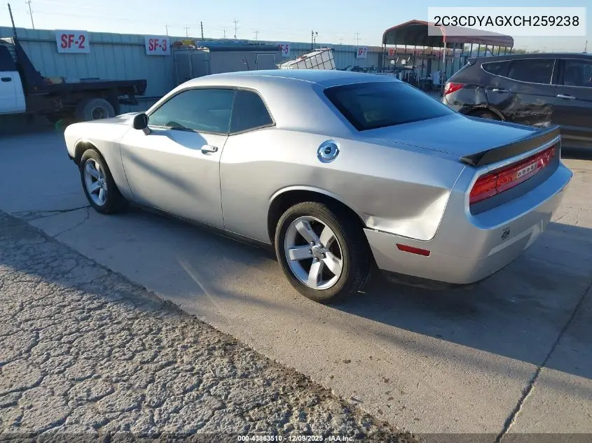 2C3CDYAGXCH259238 2012 Dodge Challenger Sxt