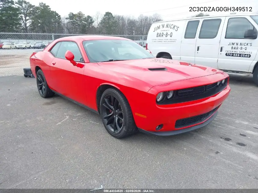 2C3CDZAG0GH349512 2016 Dodge Challenger Sxt