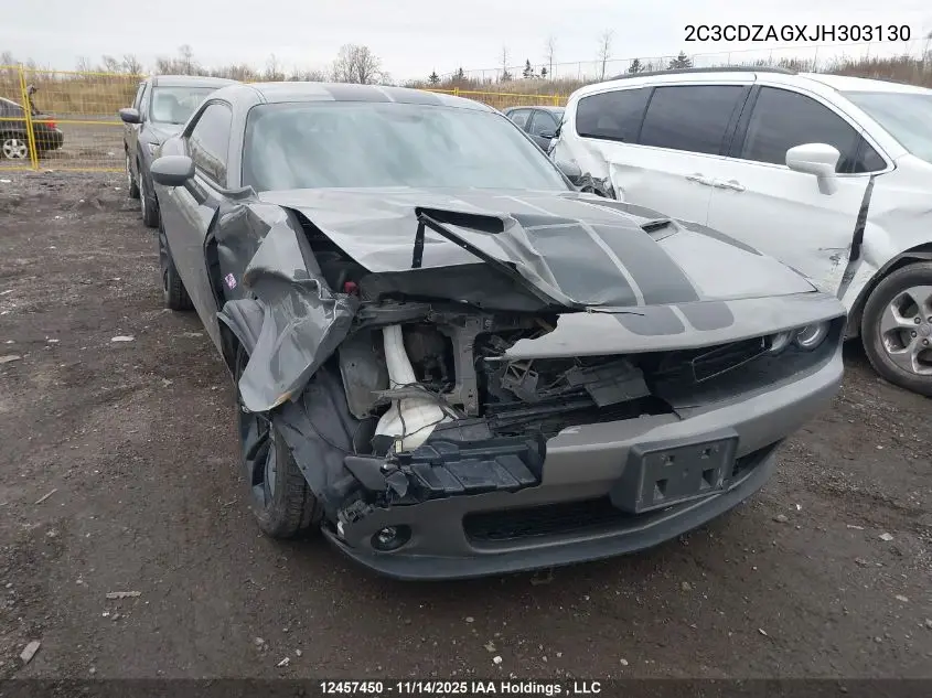 2C3CDZAGXJH303130 2018 Dodge Challenger Sxt