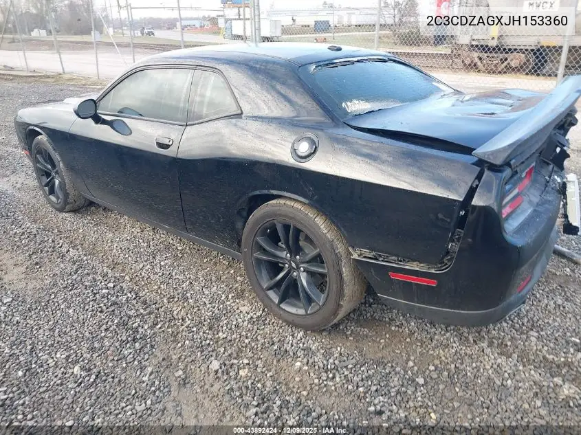 2C3CDZAGXJH153360 2018 Dodge Challenger Sxt