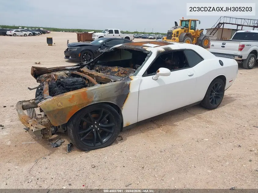 2C3CDZAGXJH305203 2018 Dodge Challenger Sxt