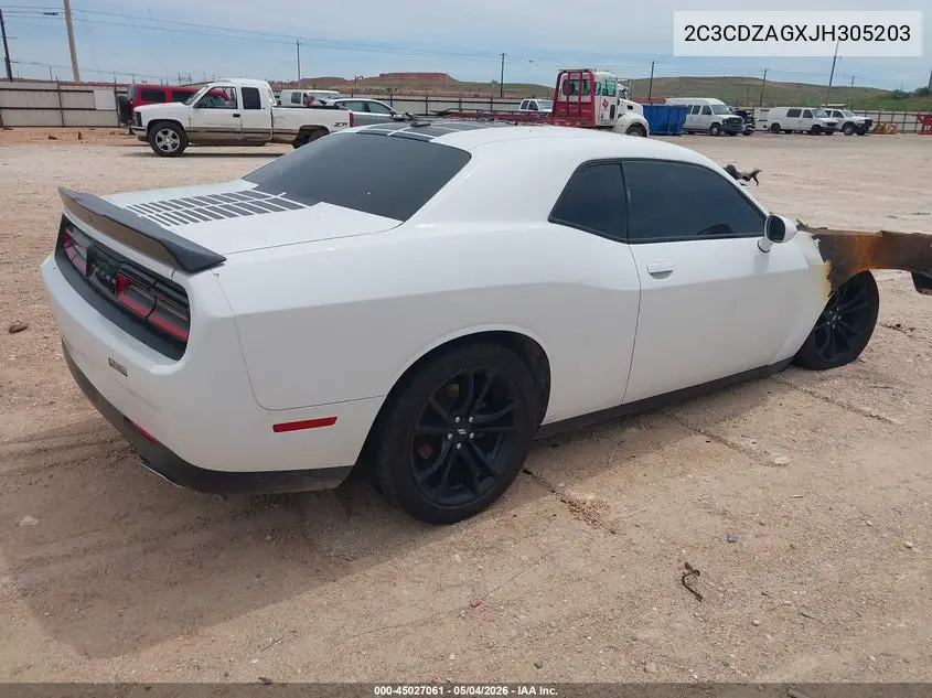 2C3CDZAGXJH305203 2018 Dodge Challenger Sxt