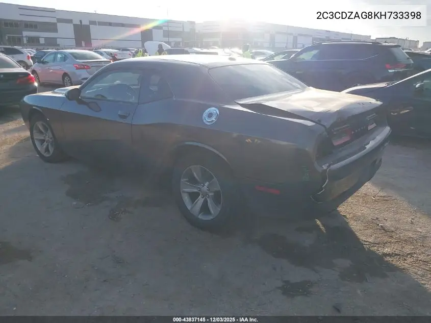 2C3CDZAG8KH733398 2019 Dodge Challenger Sxt