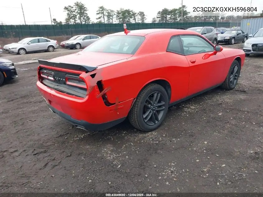 2C3CDZKGXKH596804 2019 Dodge Challenger Gt Awd