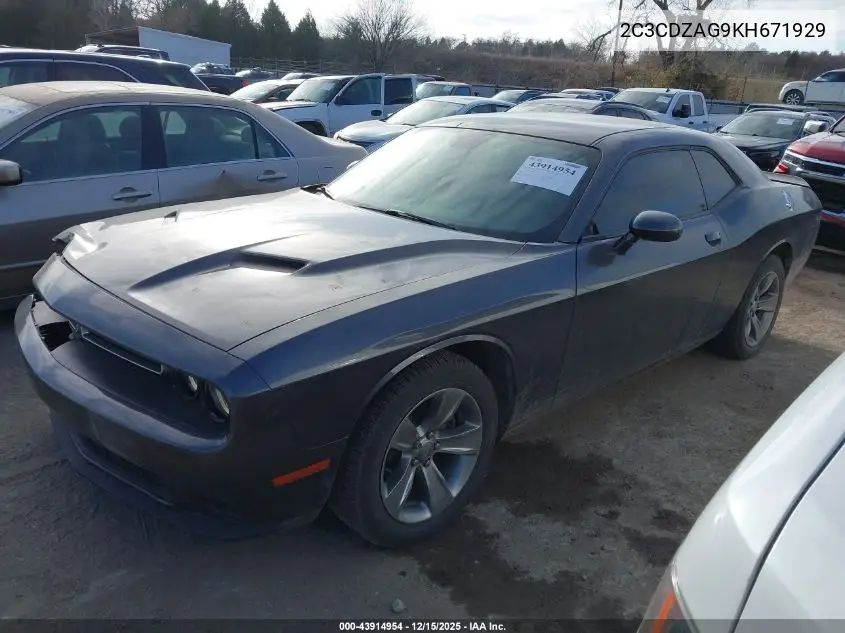 2C3CDZAG9KH671929 2019 Dodge Challenger Sxt