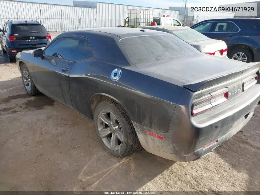 2C3CDZAG9KH671929 2019 Dodge Challenger Sxt