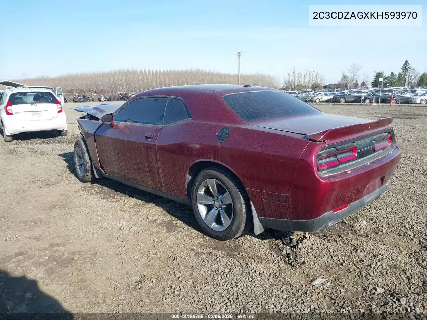 2C3CDZAGXKH593970 2019 Dodge Challenger Sxt