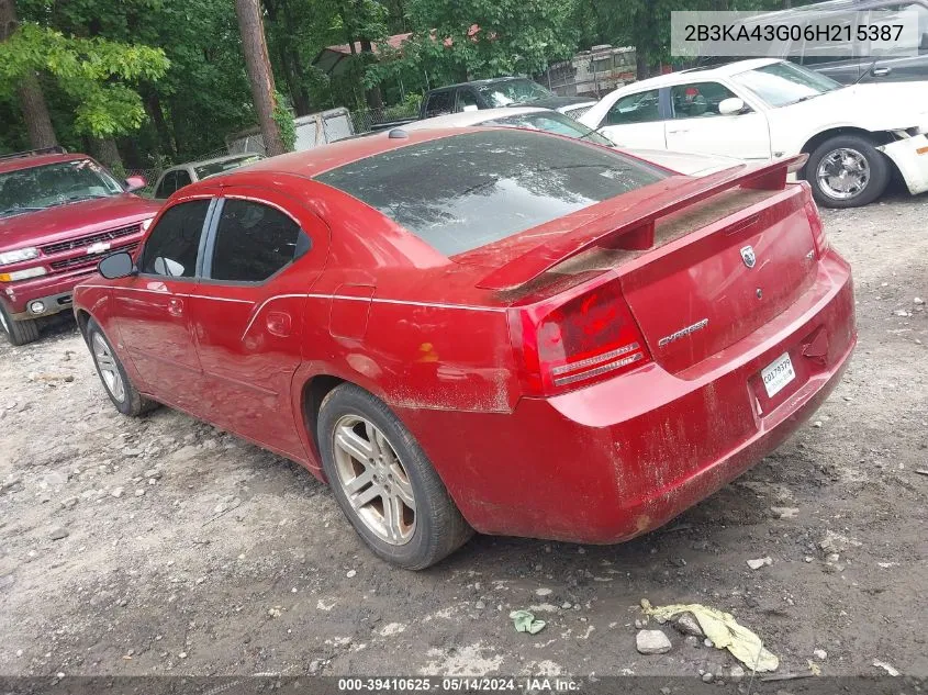 2006 Dodge Charger VIN: 2B3KA43G06H215387 Lot: 39410625