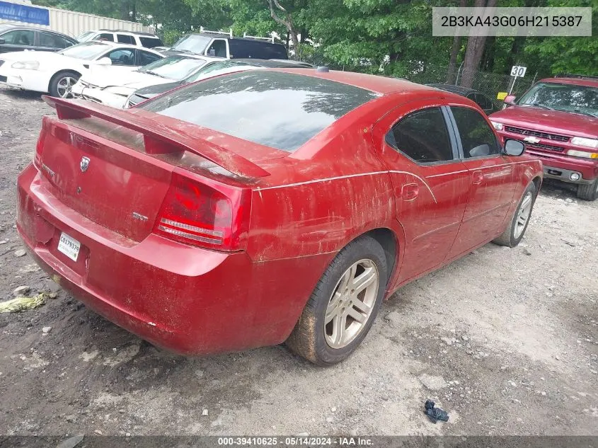 2006 Dodge Charger VIN: 2B3KA43G06H215387 Lot: 39410625