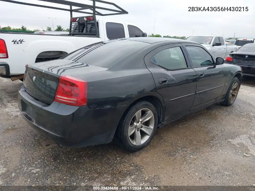 2006 Dodge Charger VIN: 2B3KA43G56H430215 Lot: 39438656