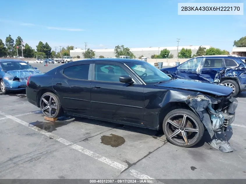 2006 Dodge Charger VIN: 2B3KA43GX6H222170 Lot: 40312387