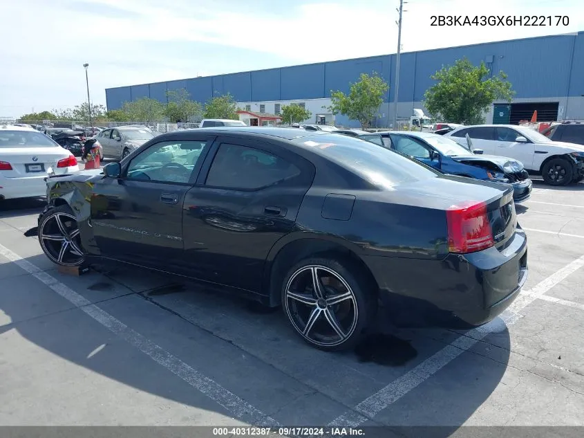 2006 Dodge Charger VIN: 2B3KA43GX6H222170 Lot: 40312387