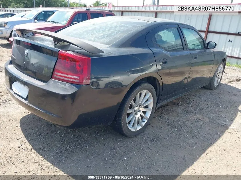 2007 Dodge Charger VIN: 2B3KA43R07H856770 Lot: 39371759