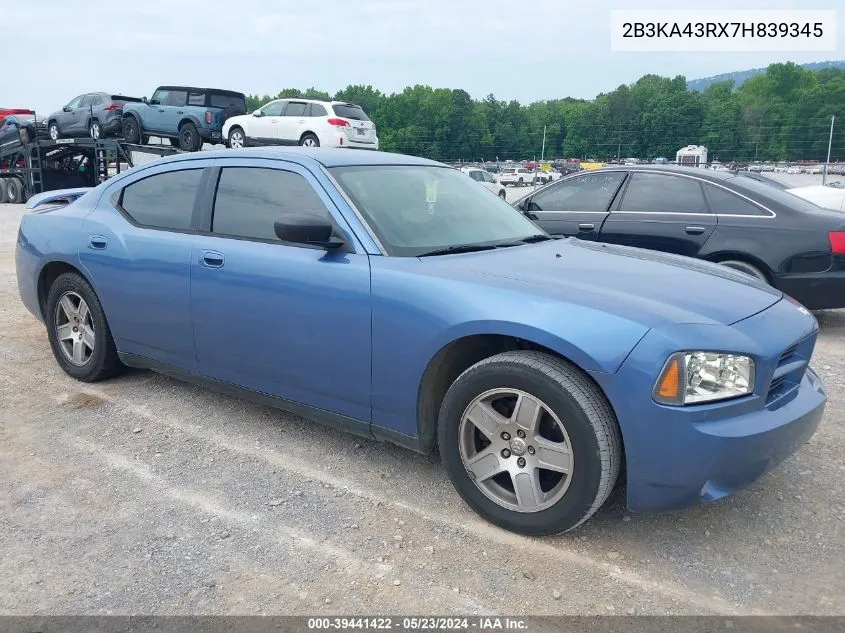 2007 Dodge Charger VIN: 2B3KA43RX7H839345 Lot: 39441422