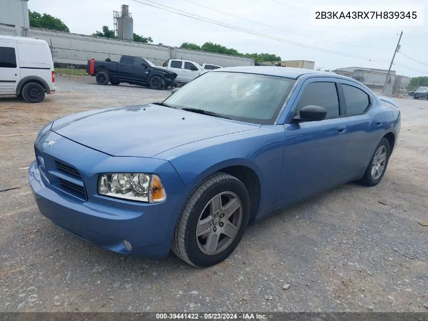 2007 Dodge Charger VIN: 2B3KA43RX7H839345 Lot: 39441422