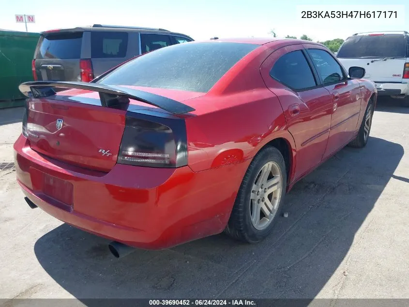 2007 Dodge Charger Rt VIN: 2B3KA53H47H617171 Lot: 39690452