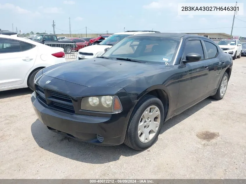 2007 Dodge Charger VIN: 2B3KA43G27H646301 Lot: 40072212