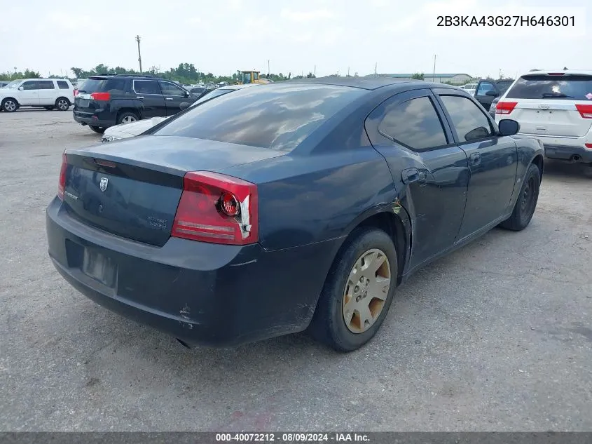 2007 Dodge Charger VIN: 2B3KA43G27H646301 Lot: 40072212