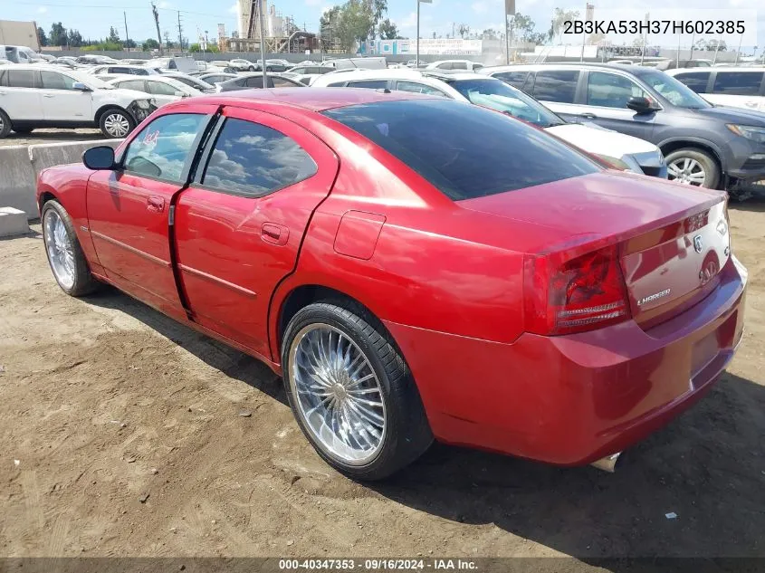 2007 Dodge Charger Rt VIN: 2B3KA53H37H602385 Lot: 40347353