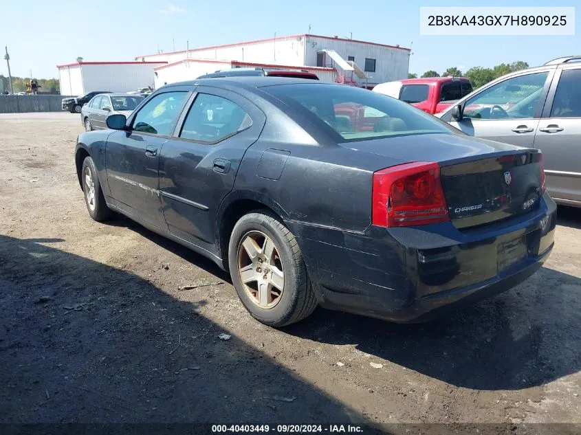 2007 Dodge Charger VIN: 2B3KA43GX7H890925 Lot: 40403449