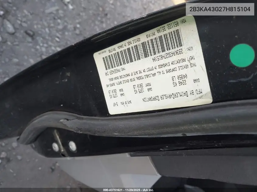 2B3KA43G27H815104 2007 Dodge Charger