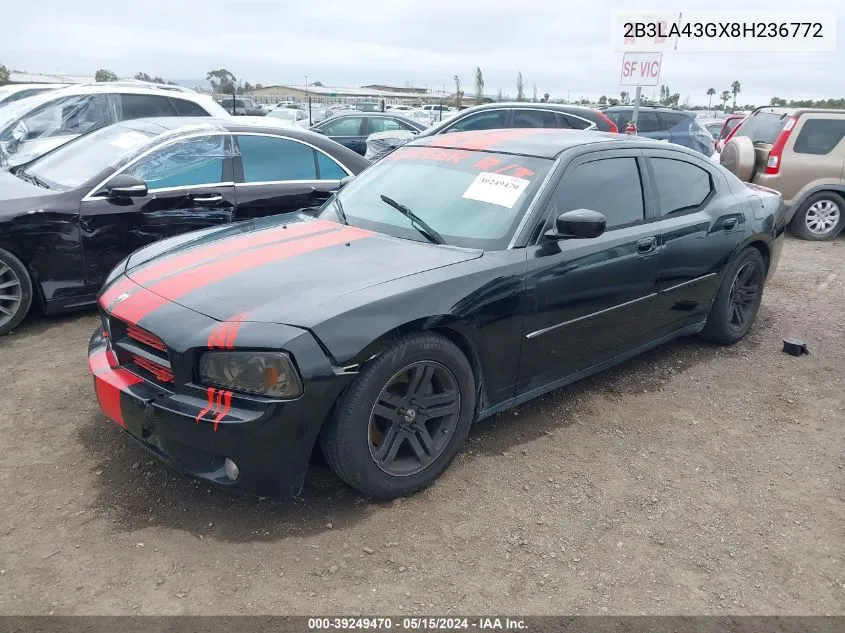 2008 Dodge Charger VIN: 2B3LA43GX8H236772 Lot: 39249470