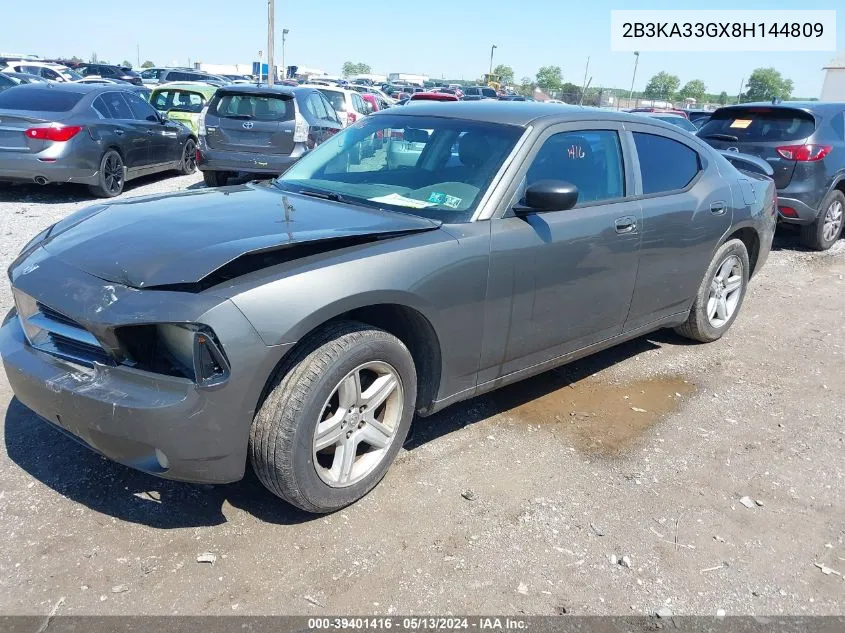 2008 Dodge Charger Sxt VIN: 2B3KA33GX8H144809 Lot: 39401416