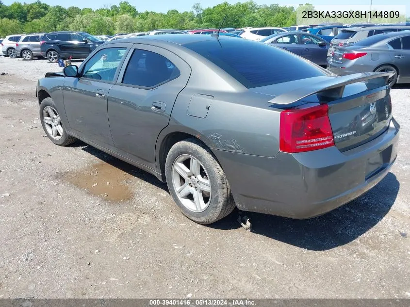 2008 Dodge Charger Sxt VIN: 2B3KA33GX8H144809 Lot: 39401416