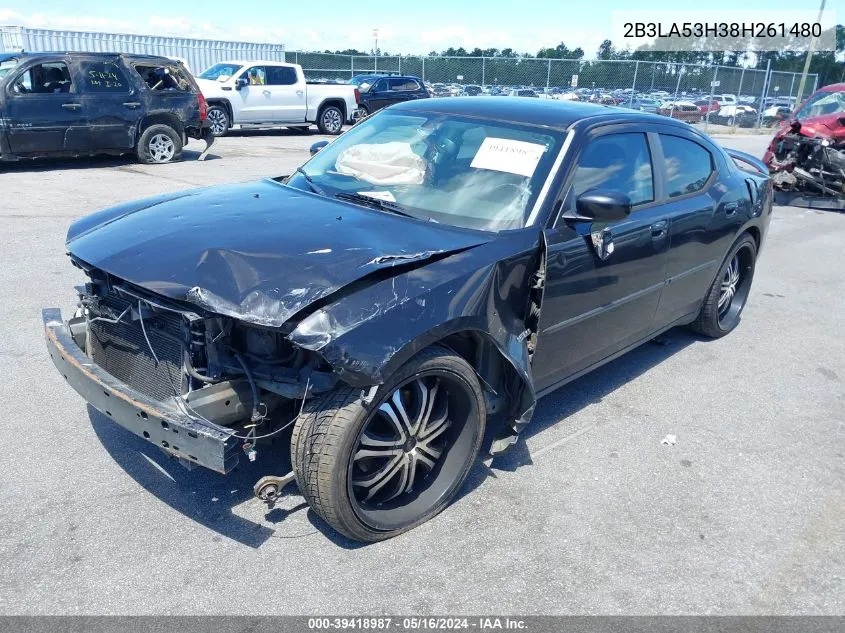 2008 Dodge Charger R/T VIN: 2B3LA53H38H261480 Lot: 39418987