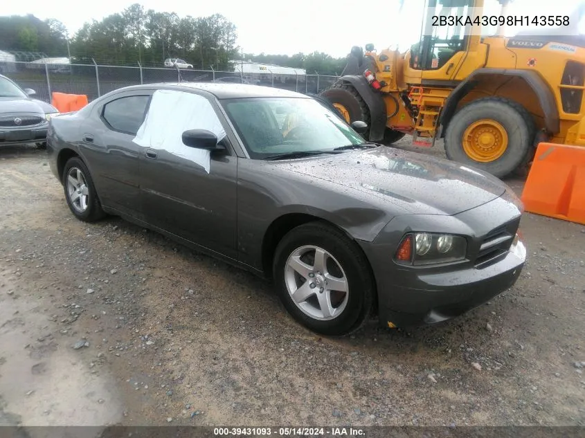 2008 Dodge Charger VIN: 2B3KA43G98H143558 Lot: 39431093