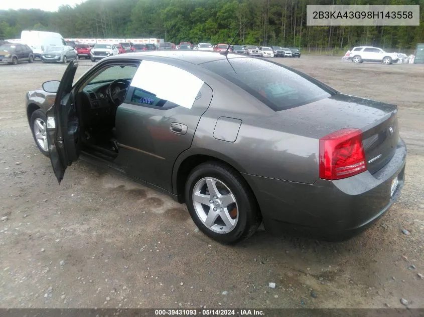 2008 Dodge Charger VIN: 2B3KA43G98H143558 Lot: 39431093