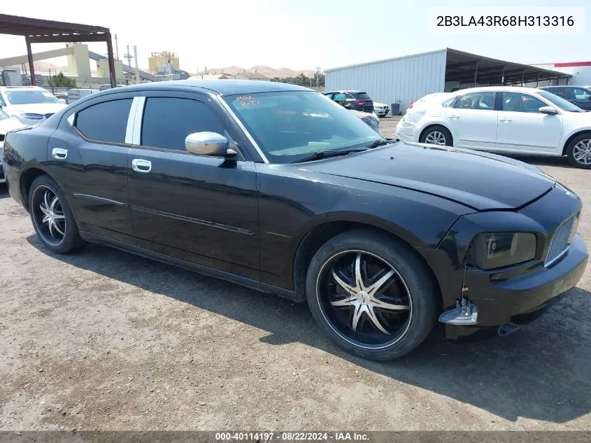 2008 Dodge Charger VIN: 2B3LA43R68H313316 Lot: 40114197